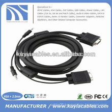factory price Nickel plated 15PIN 3+6 VGA to VGA Cable with 3.5mm Audio For PC TV